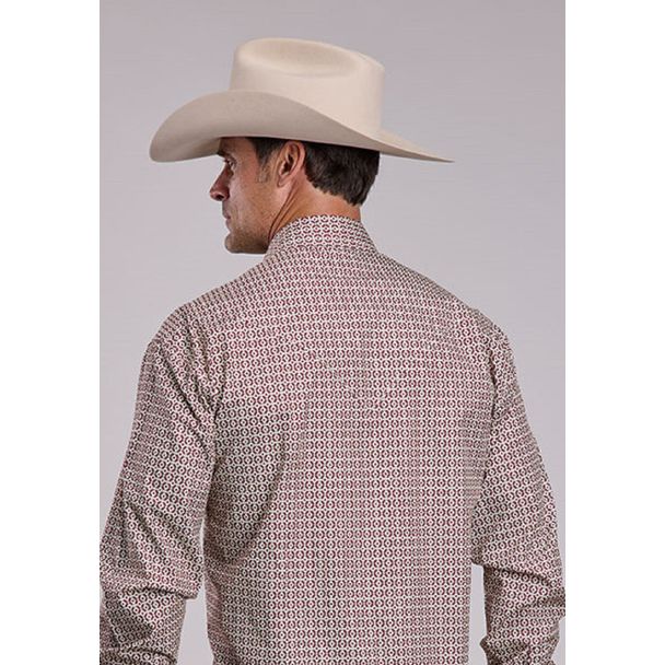 Men's Stetson Snap 2 Pocket Diamond Geo Print Long Sleeve Shirt-Diamond Geo Print