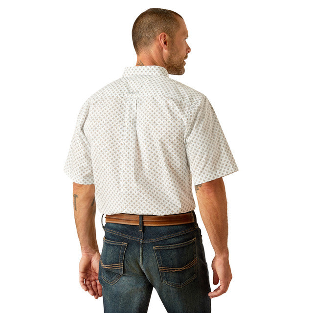Men's Ariat Emre Fitted Short Sleeve Shirt - White