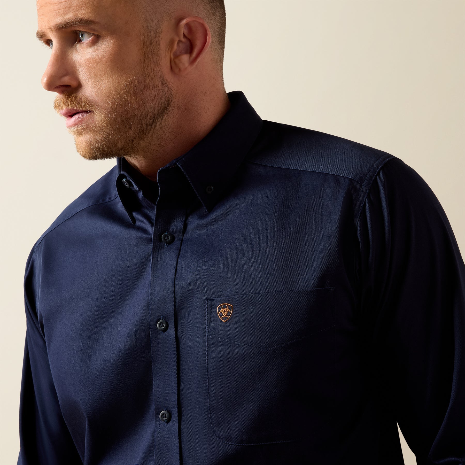 Ariat Men's Solid Twill Classic Fit Shirt-Navy