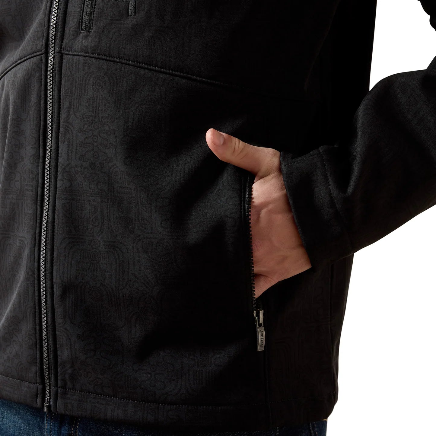 Ariat Men's Chest Logo Softshell Jacket-Black/Mexico