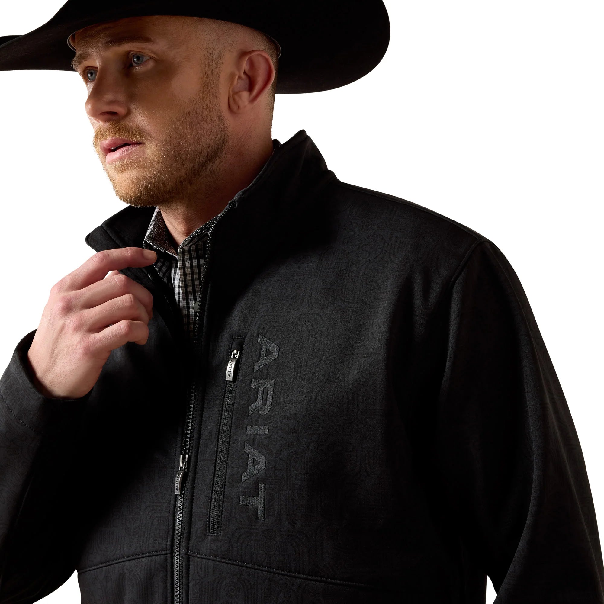Ariat Men's Chest Logo Softshell Jacket-Black/Mexico