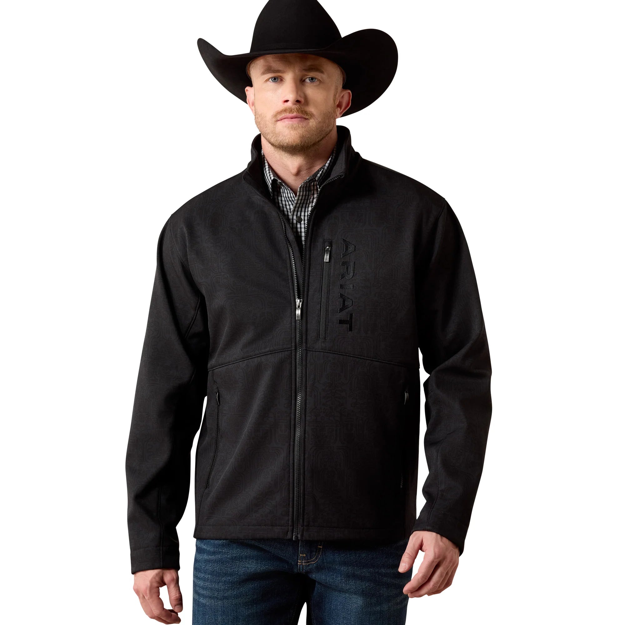 Ariat Men's Chest Logo Softshell Jacket-Black/Mexico