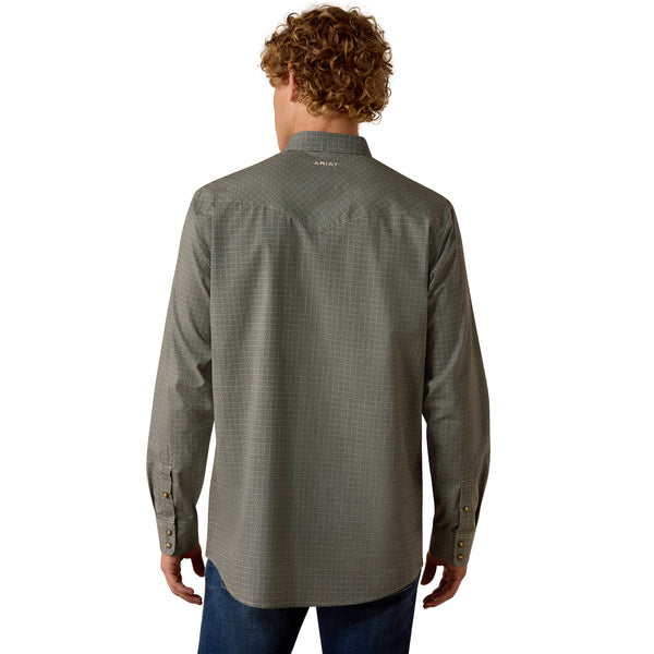 Men's Ariat Floyd Fitted Long Sleeve Snap Shirt-Black Modern Print