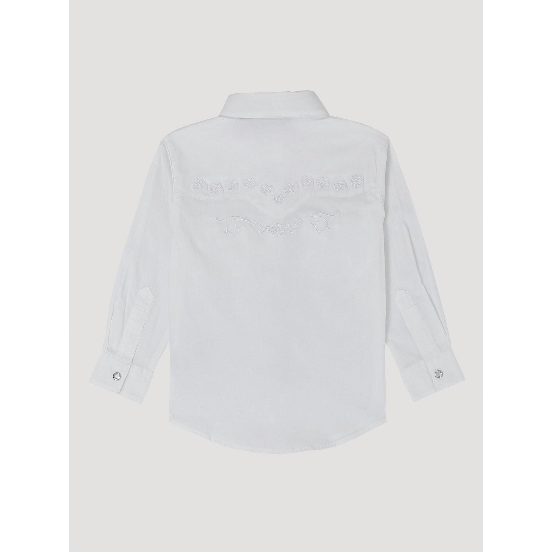 WRANGLER GIRL'S CLASSIC LONG SLEEVE WESTERN SNAP SHIRT-WHITE