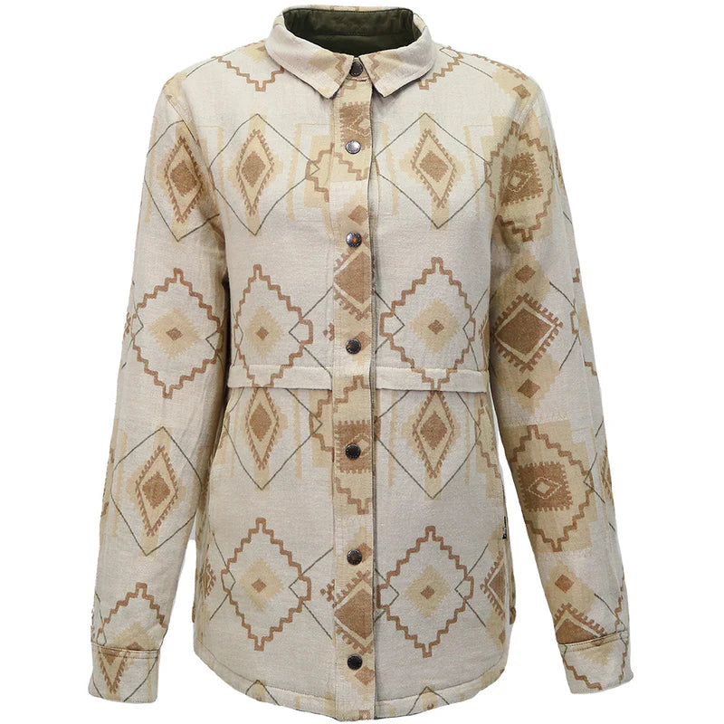 Hooey Women's "Bandera" Reversible Barn Jacket-Olive & Cream/Tan Aztec