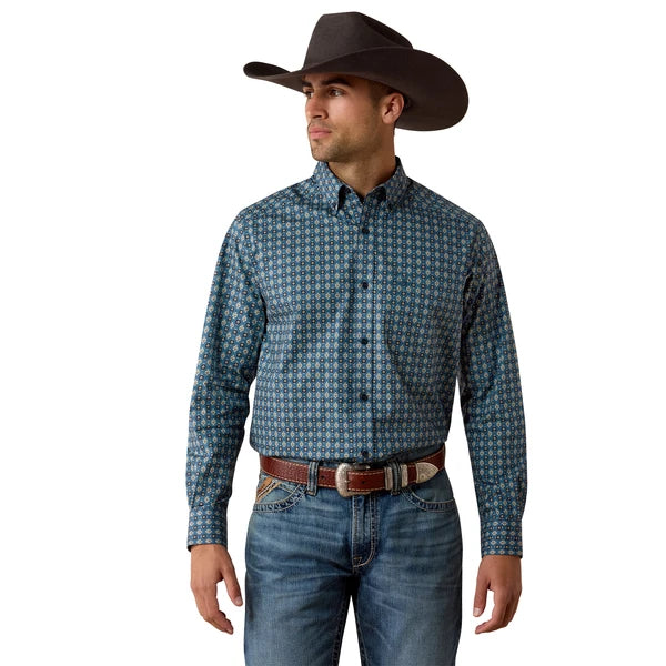 Men's Ariat Lex Classic Fit Shirt-Real Teal Southwest Geo Print