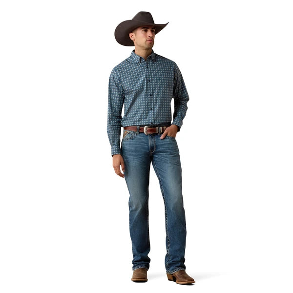 Men's Ariat Lex Classic Fit Shirt-Real Teal Southwest Geo Print