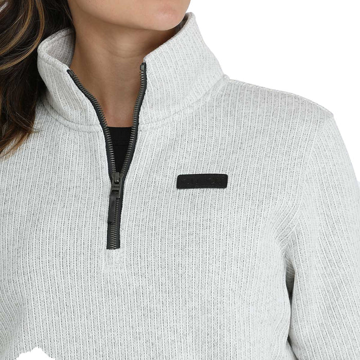 Cinch Women's 1/4 Zip Pullover Sweater-Gray