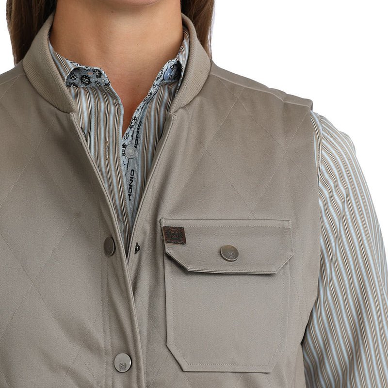 Cinch Women's Canvas Quilted Chore Vest-Stonewash