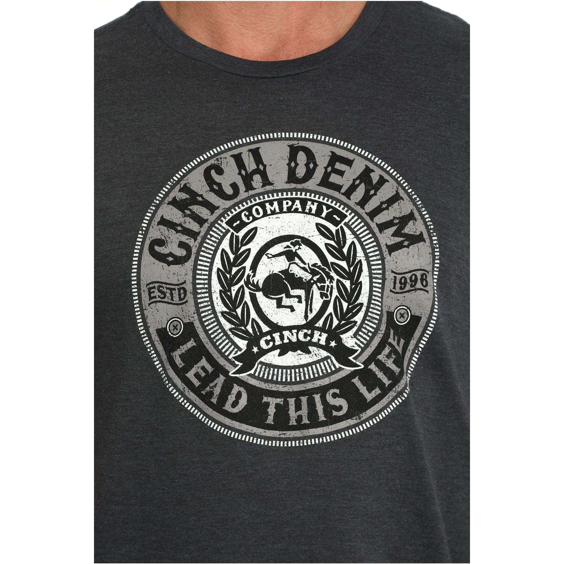 Men's Cinch Denim Logo Tee-Grey