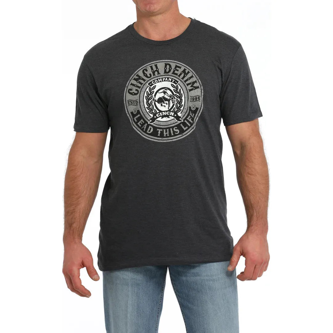 Men's Cinch Denim Logo Tee-Grey
