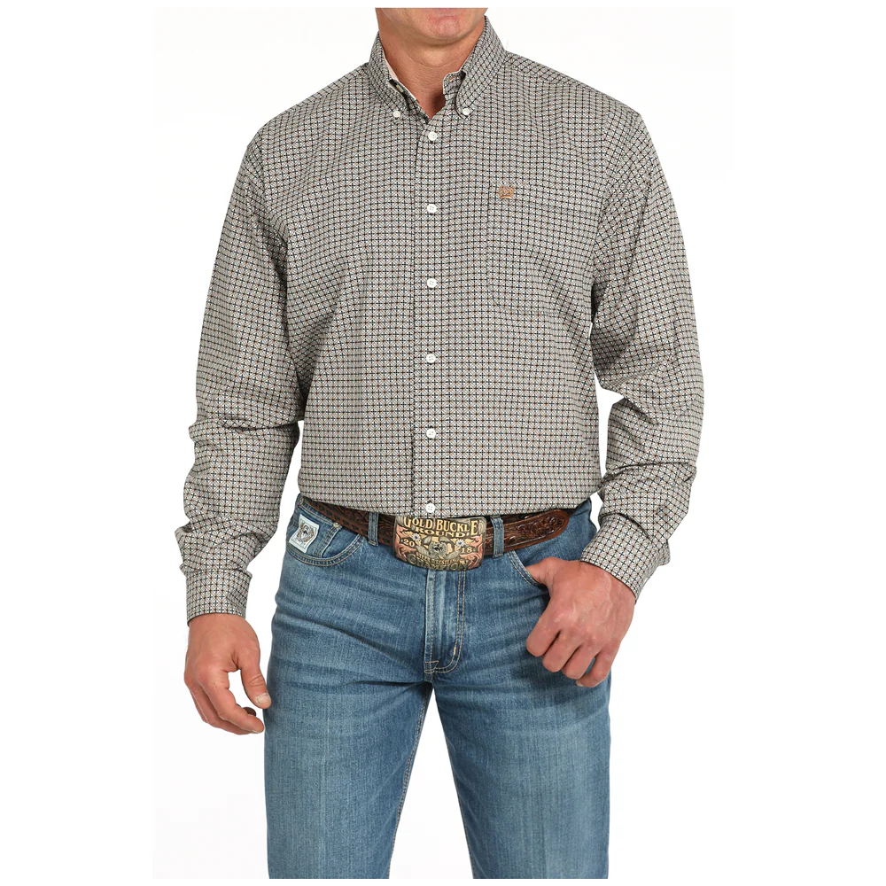 Men's Cinch Geometric Print Button-Down Western Shirt-Multi