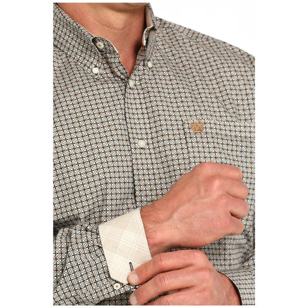 Men's Cinch Geometric Print Button-Down Western Shirt-Multi