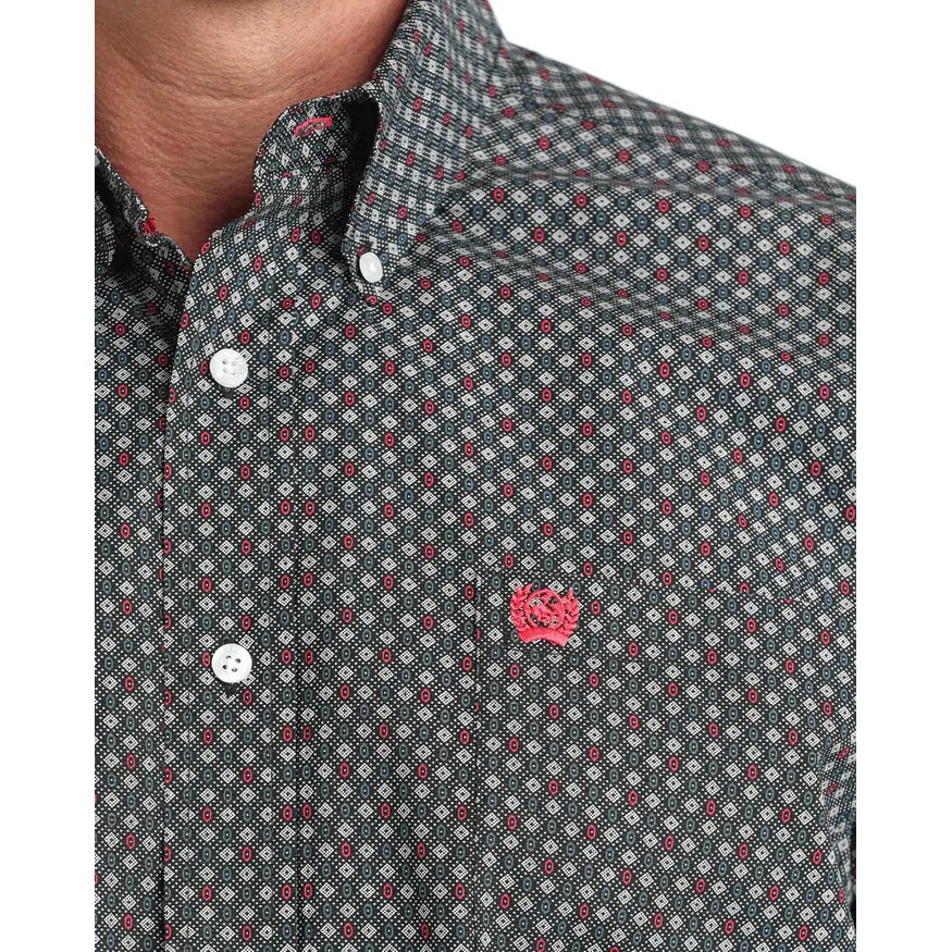 Men's Cinch Print Button-Down Western Shirt-Black - CWesternwear