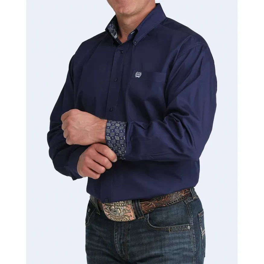 Men's Cinch Solid Button-Down Western Shirt-Royal
