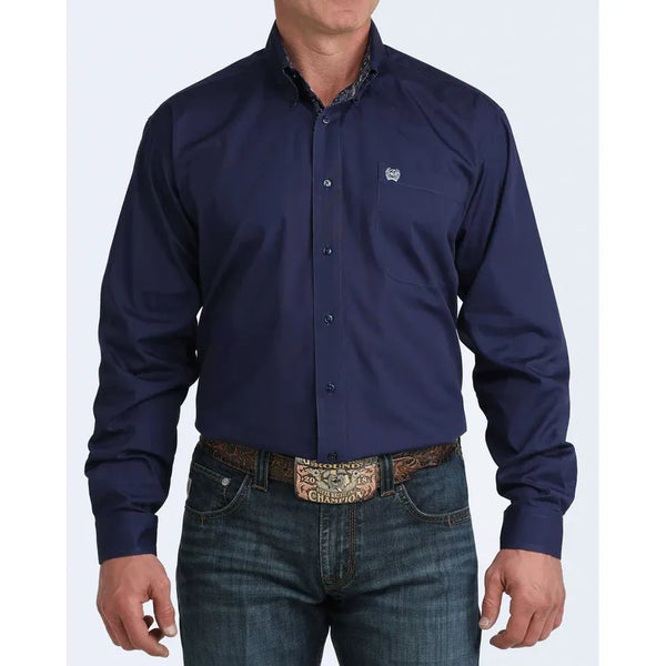 Men's Cinch Solid Button-Down Western Shirt-Royal