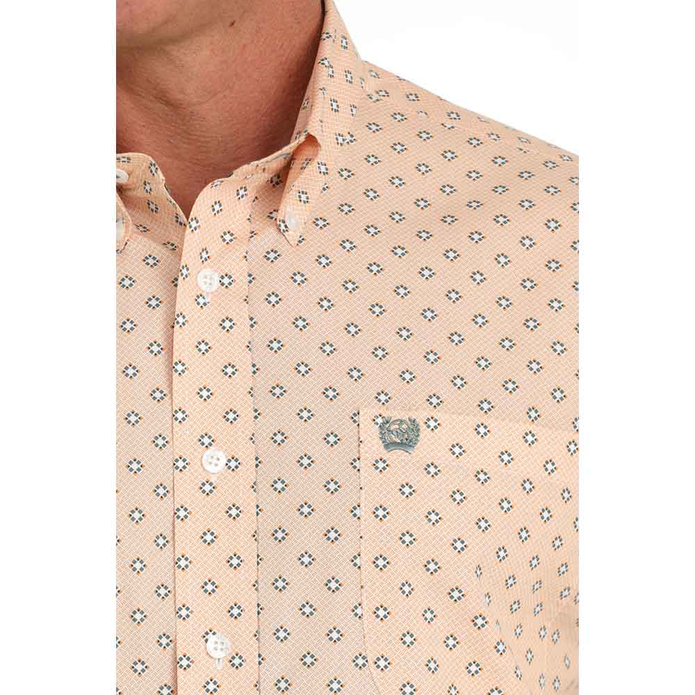 Men's Cinch Print Short Sleeve Shirt-Orange
