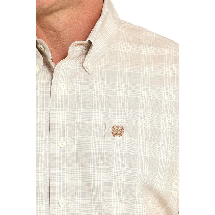 Men's Cinch Plaid Print Short Sleeve Shirt-Khaki