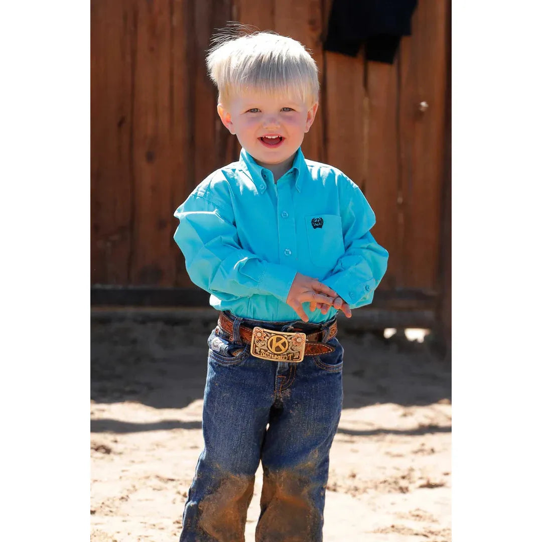 Baby/Toddler/Boy's Cinch Solid Button-Down Western Shirt-Turquoise