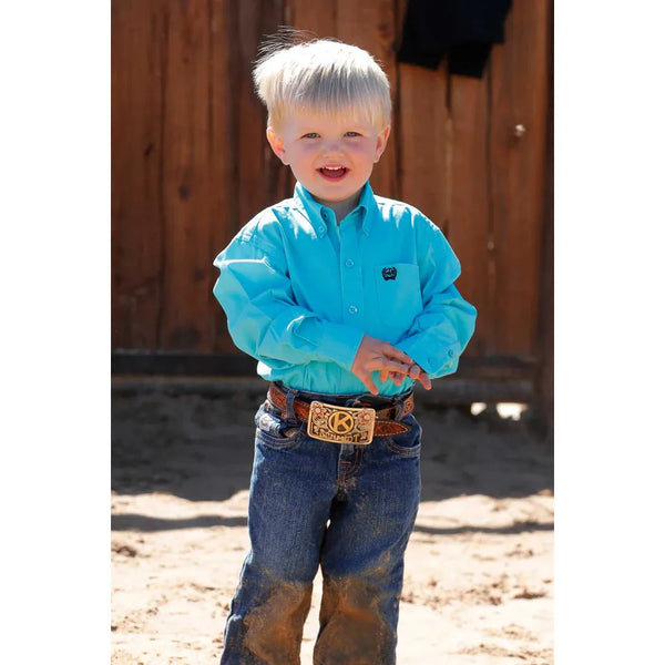 Baby/Toddler/Boy's Cinch Solid Button-Down Western Shirt-Turquoise