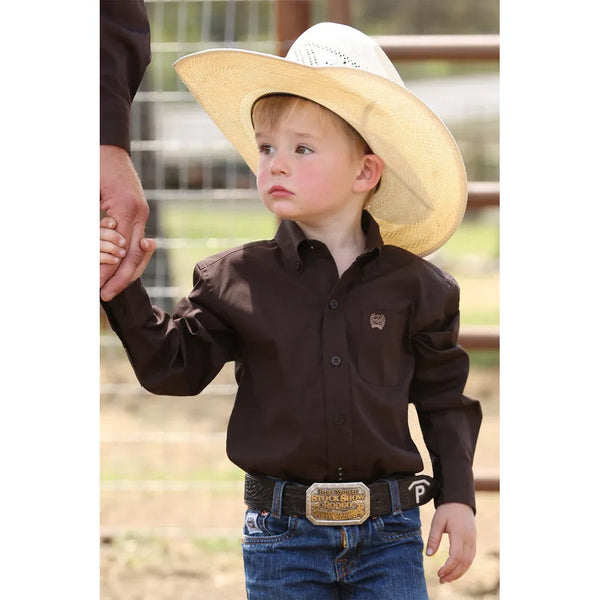 Baby/Toddler/Boy's Cinch Solid Button-Down Western Shirt-Brown