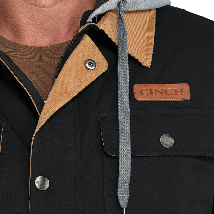 Men's Cinch Canvas Hooded Barn Coat-Black