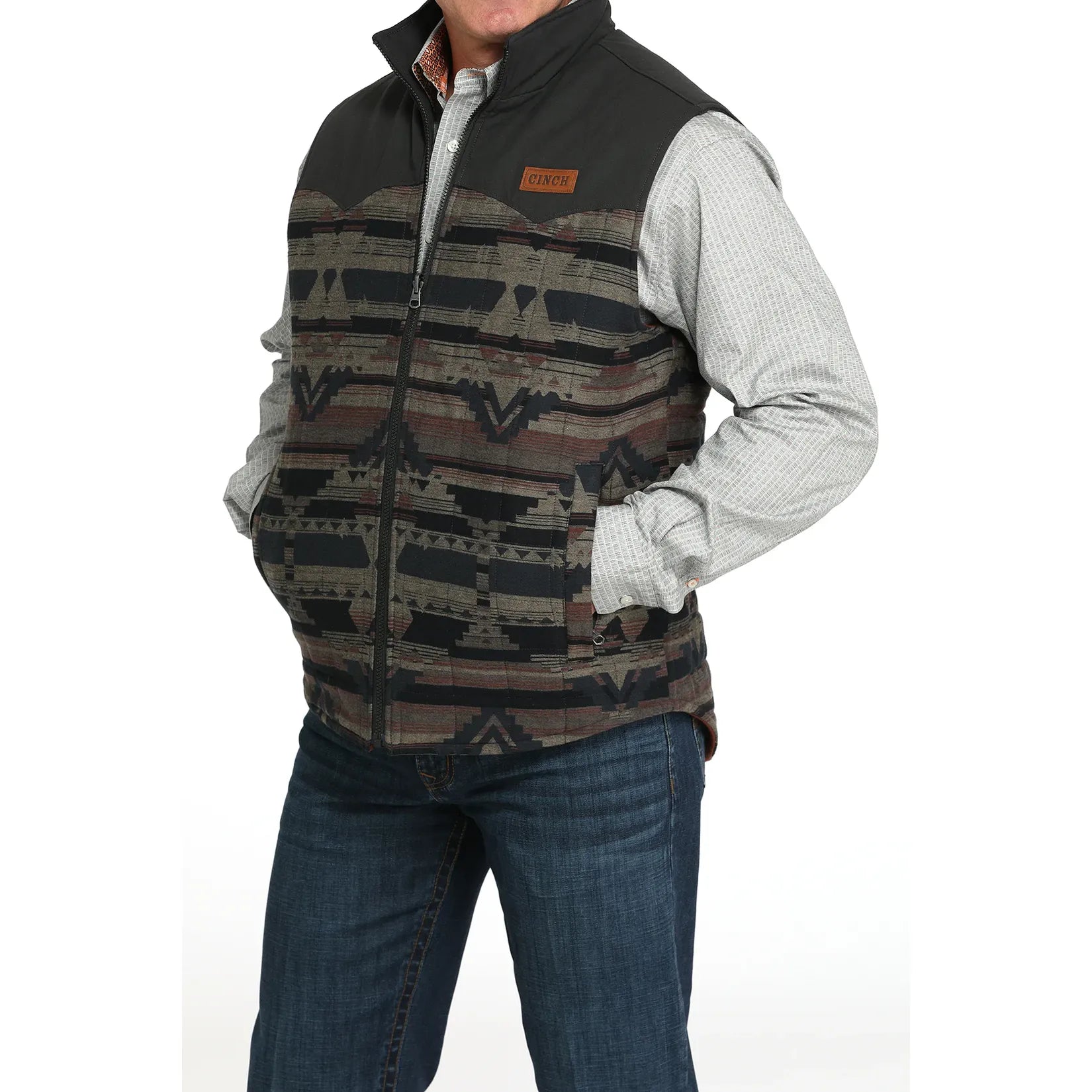 Men's Cinch Reversible Quilted Vest-Aztec Print/Brown
