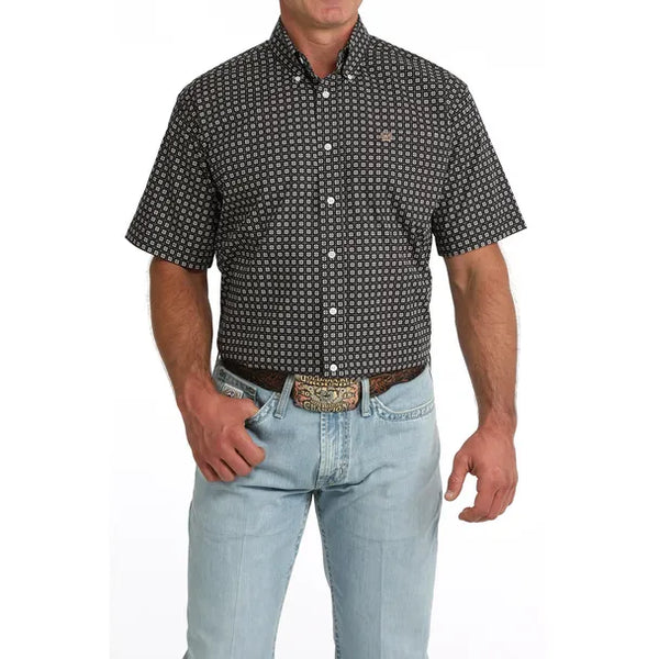 Men's Cinch Plaid Print Short Sleeve Shirt-Navy