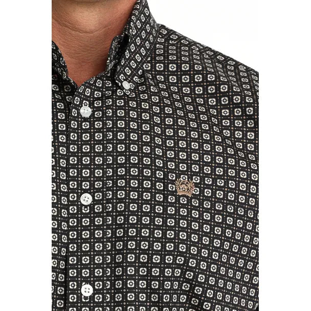 Men's Cinch Plaid Print Short Sleeve Shirt-Navy - CWesternwear