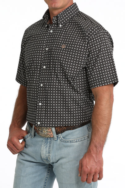 Men's Cinch Plaid Print Short Sleeve Shirt-Navy