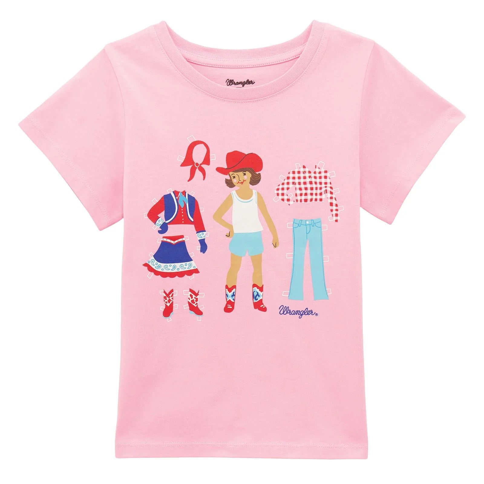 Wrangler Girl's Graphic Paper Doll Tee-Pink - CWesternwear