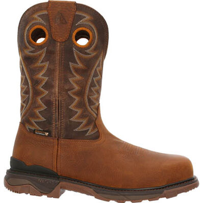 ROCKY CARBON 6 CARBON TOE WATERPROOF PULL-ON WESTERN BOOT - BROWN
