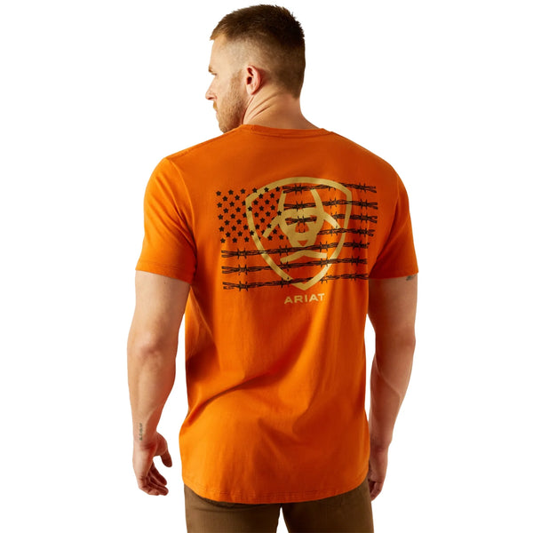 Men's Ariat Barb Shield T-Shirt-Rust