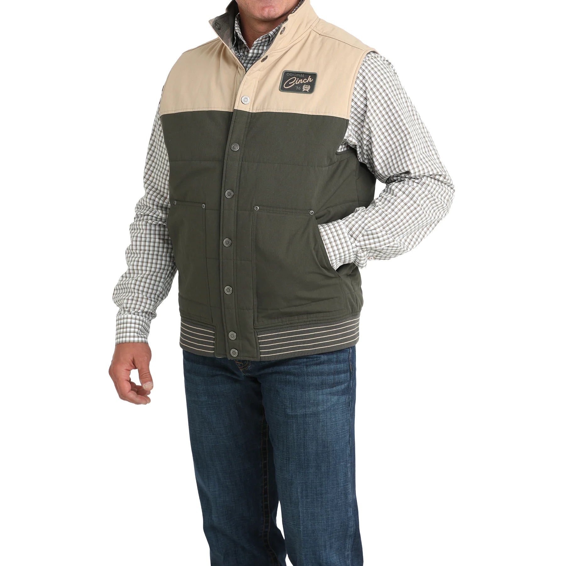 Men's Cinch Reversible Quilted Vest-Aztec Print/Green