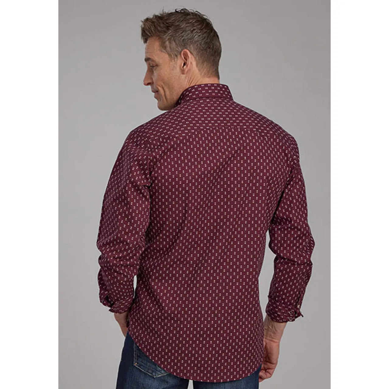 Men's Roper Long Sleeve Deep Red Arrow Prine Snap Shirt-Red