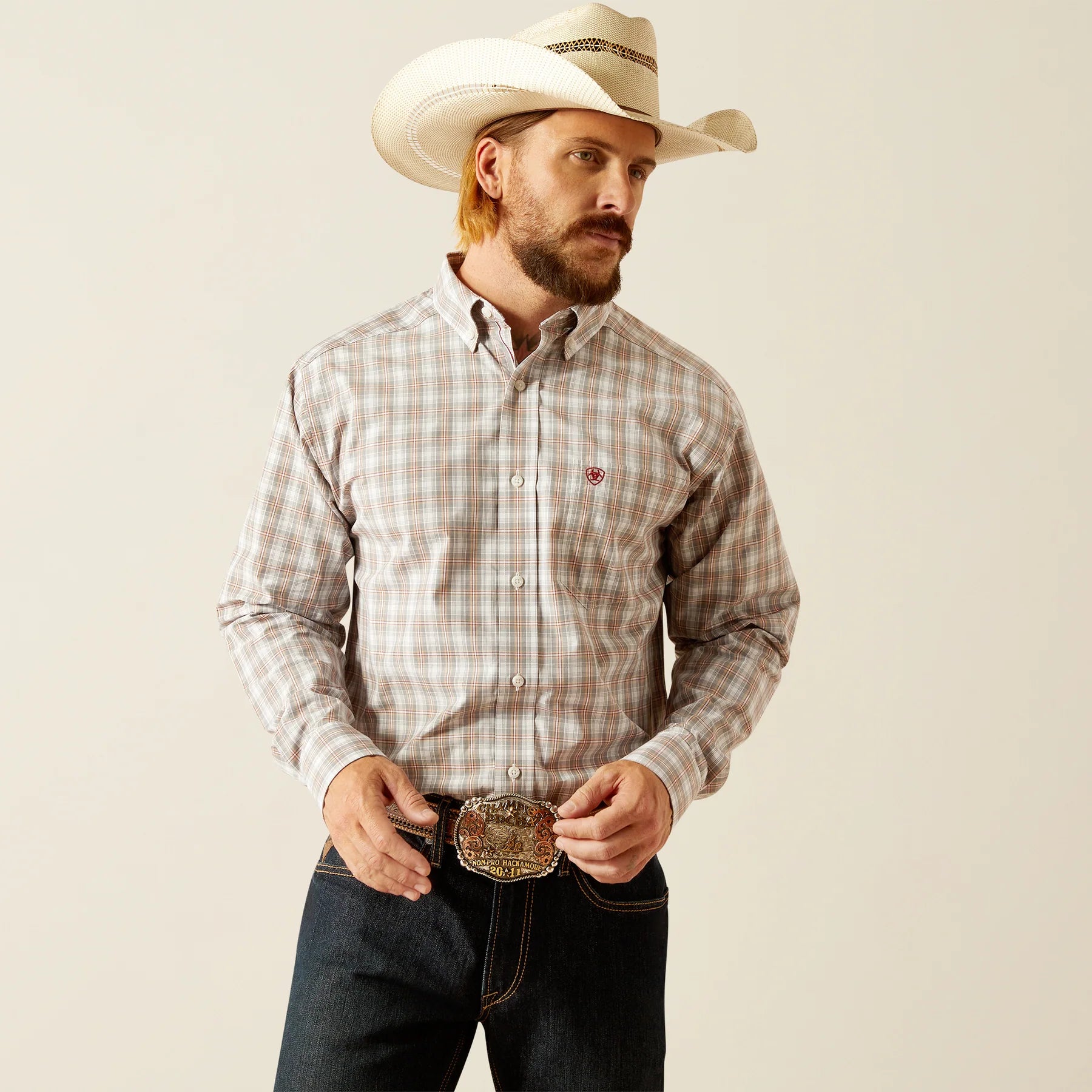 Men's Ariat Pro Series Grey Classic Fit Shirt-Grey