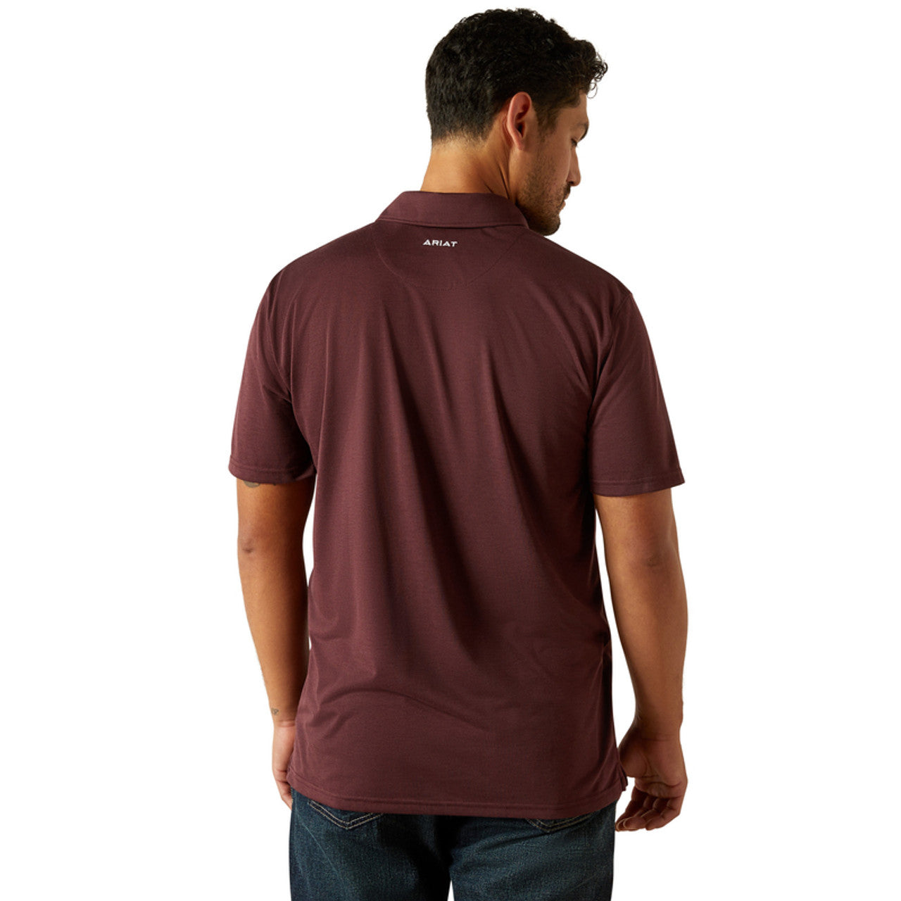 Men's Ariat Team Logo Short Sleeve Polo-Malbec