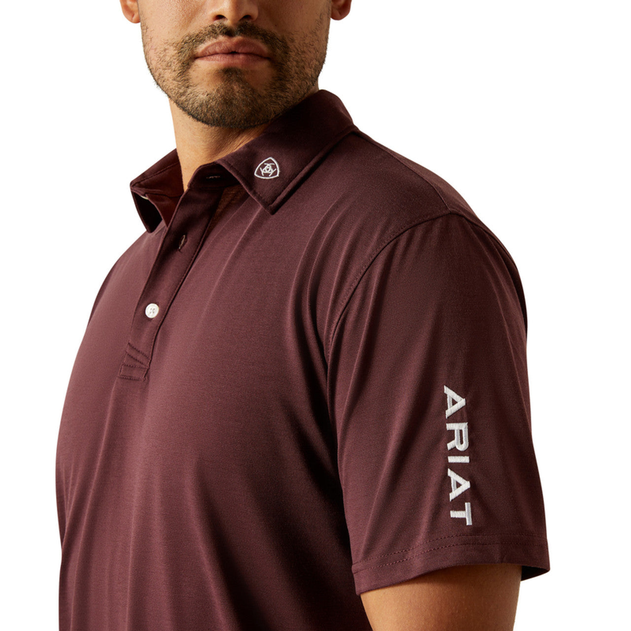 Men's Ariat Team Logo Short Sleeve Polo-Malbec