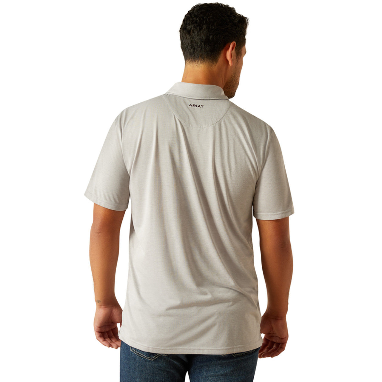 Men's Ariat Team Logo Short Sleeve Polo-Silver Sconce