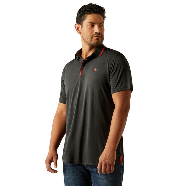 Men's Ariat Welded Tek Fitted Short Sleeve Polo-Black