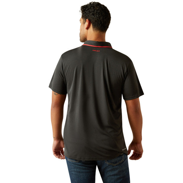 Men's Ariat Welded Tek Fitted Short Sleeve Polo-Black