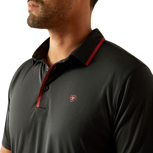 Men's Ariat Welded Tek Fitted Short Sleeve Polo-Black
