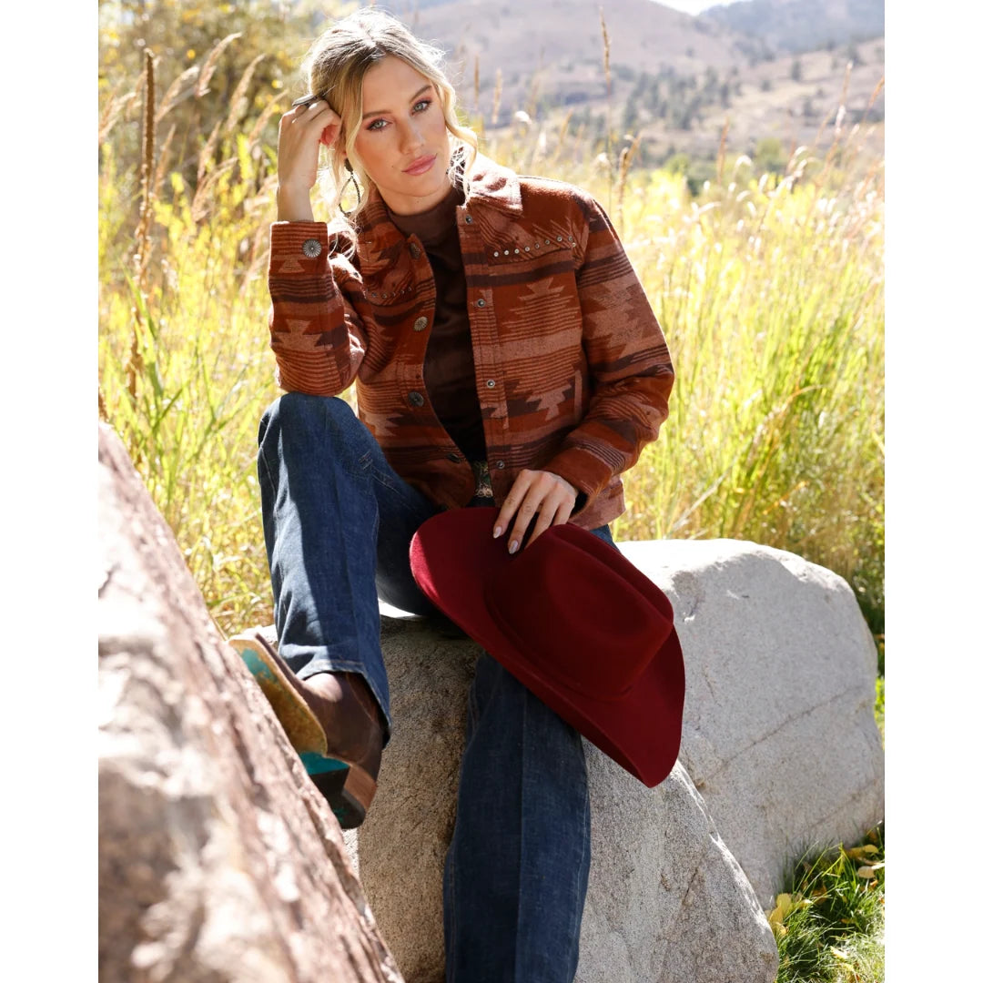 Cruel Denim Ladies Red Southwest Concho Trucker Jacket