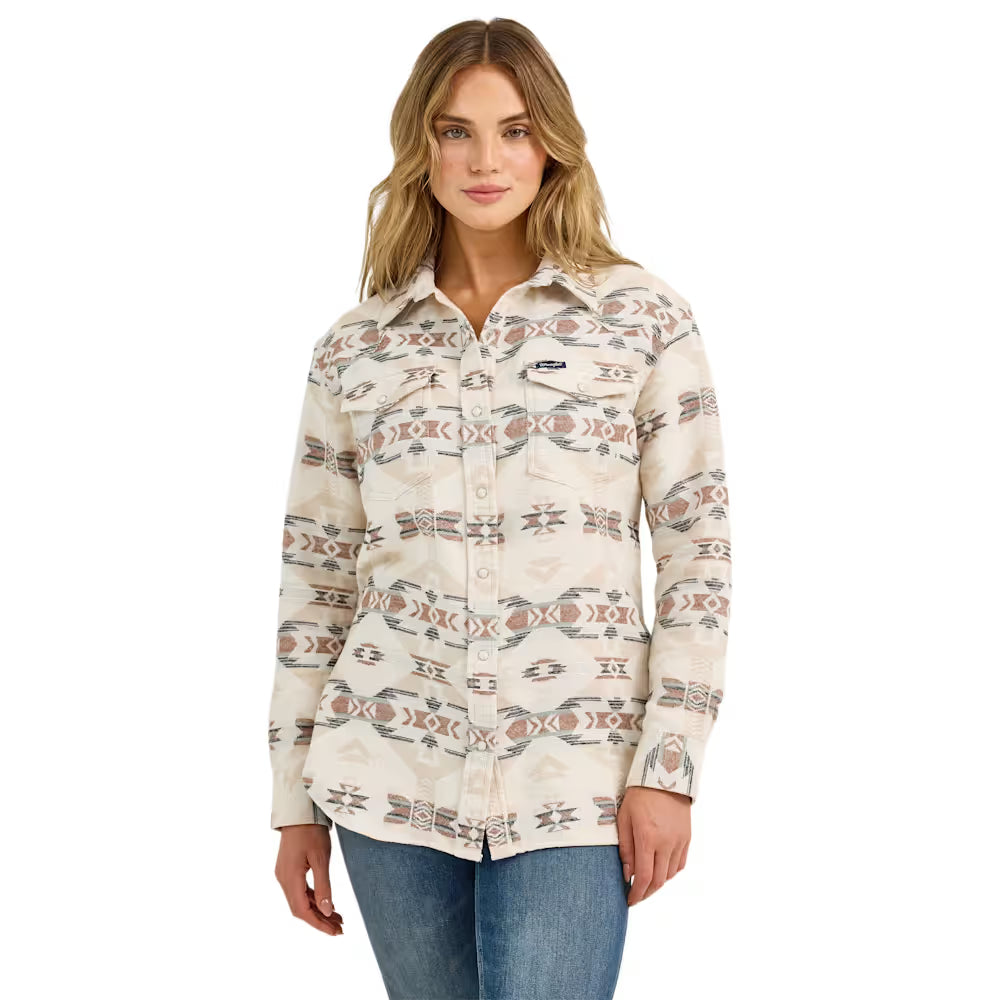 Women's Wrangler Retro Punchy Unlined Boyfriend Shacket-Cream