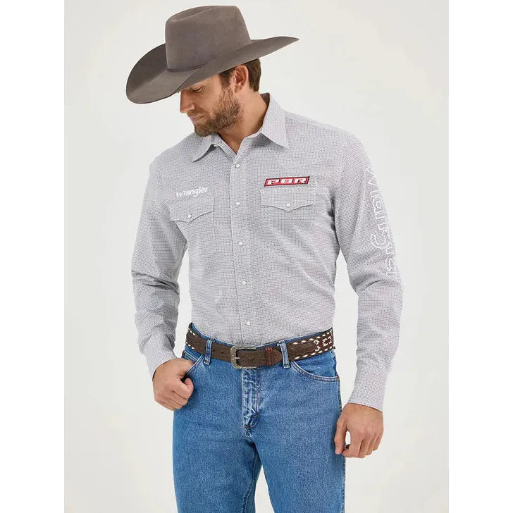 Men's Wrangler PBR Long Sleeve Logo Shirt-Cloudy Diamonds