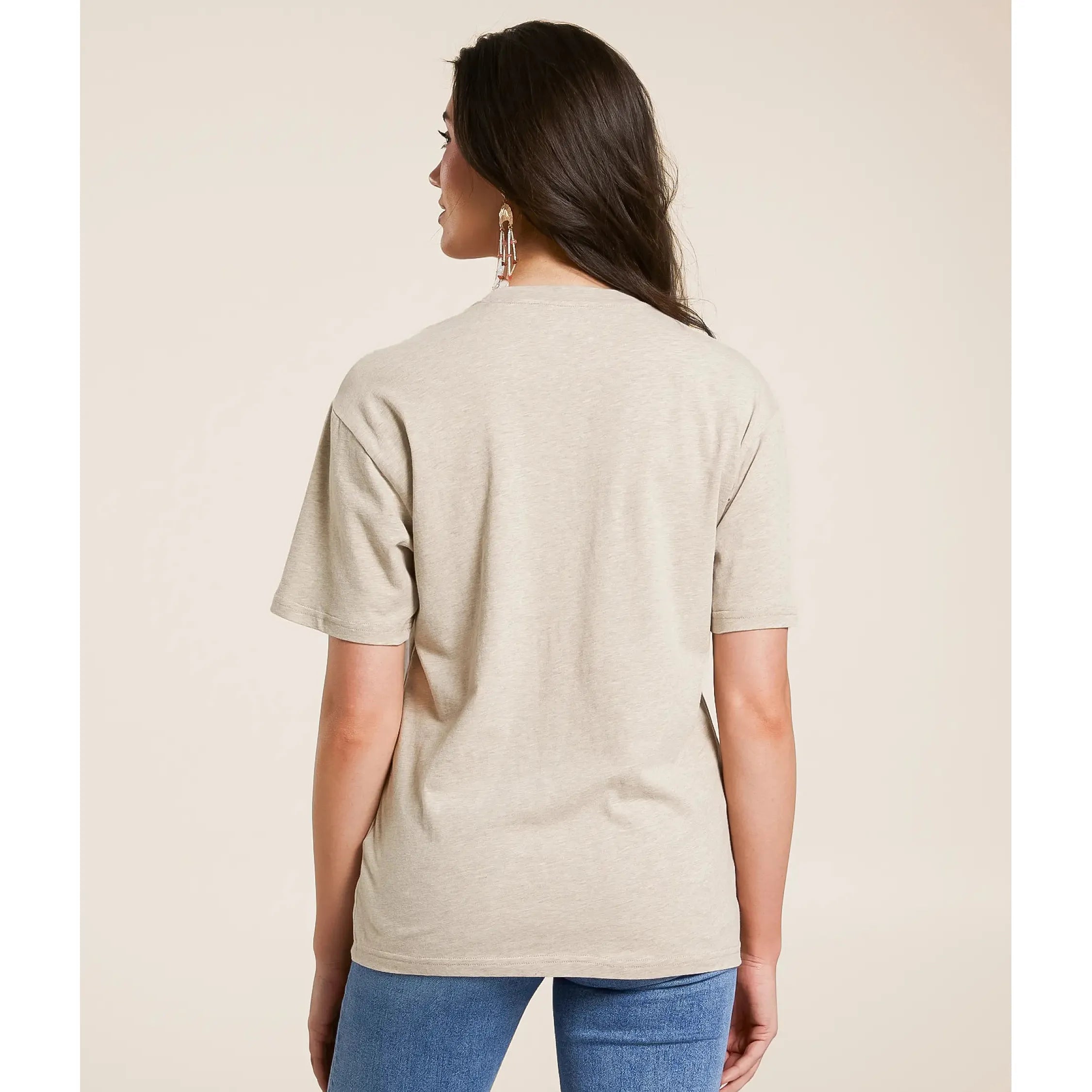 Women's Ariat Longhorn Short Sleeve T-Shirt-Oatmeal Heather
