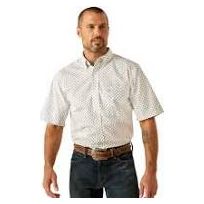 Men's Ariat Emre Fitted Short Sleeve Shirt - White