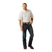 Men's Ariat Emre Fitted Short Sleeve Shirt - White