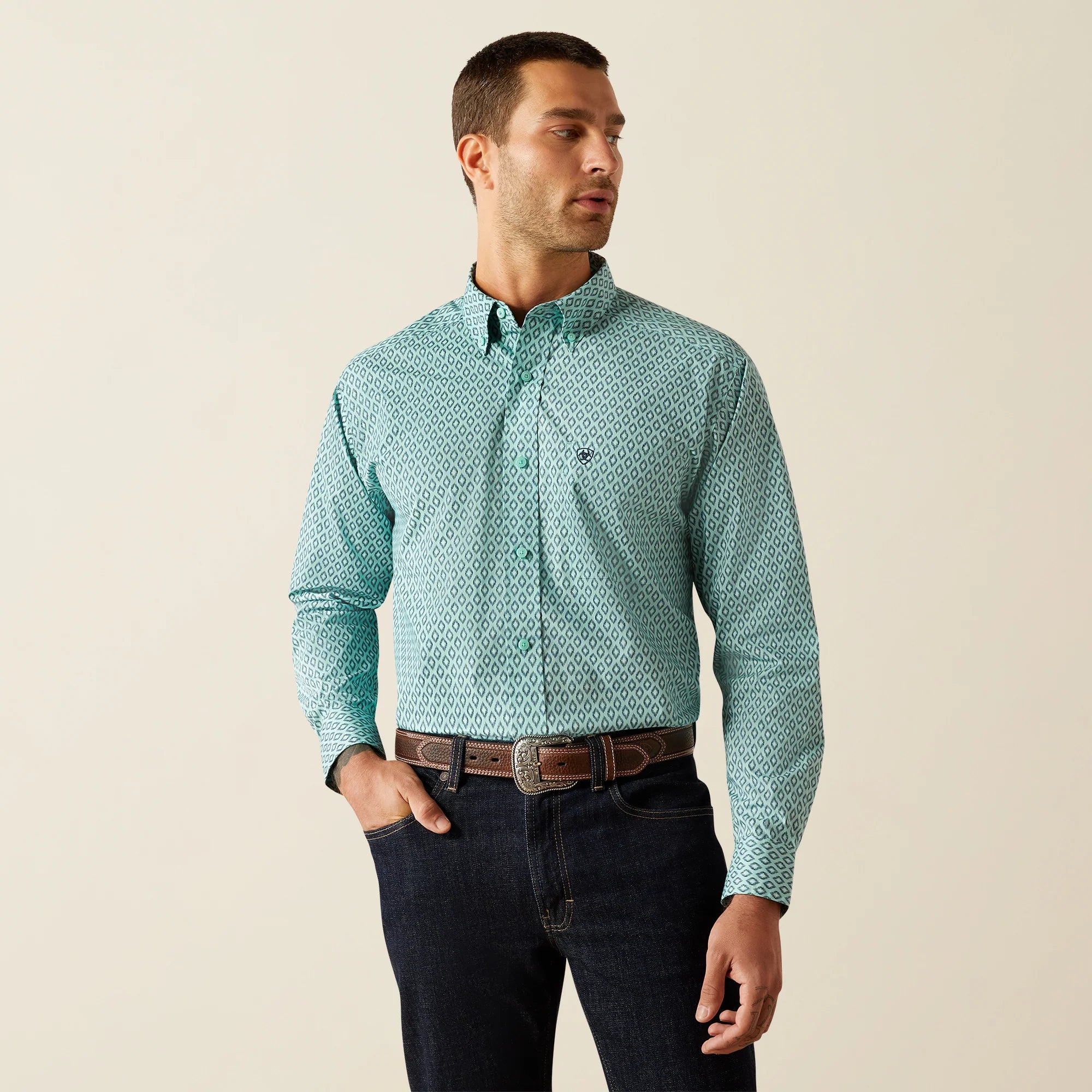 Men's Ariat Canyon Classic Fit Shirt-Mint