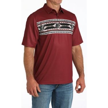 Men's Cinch Arena Flex Short Sleeve Polo-Burgandy